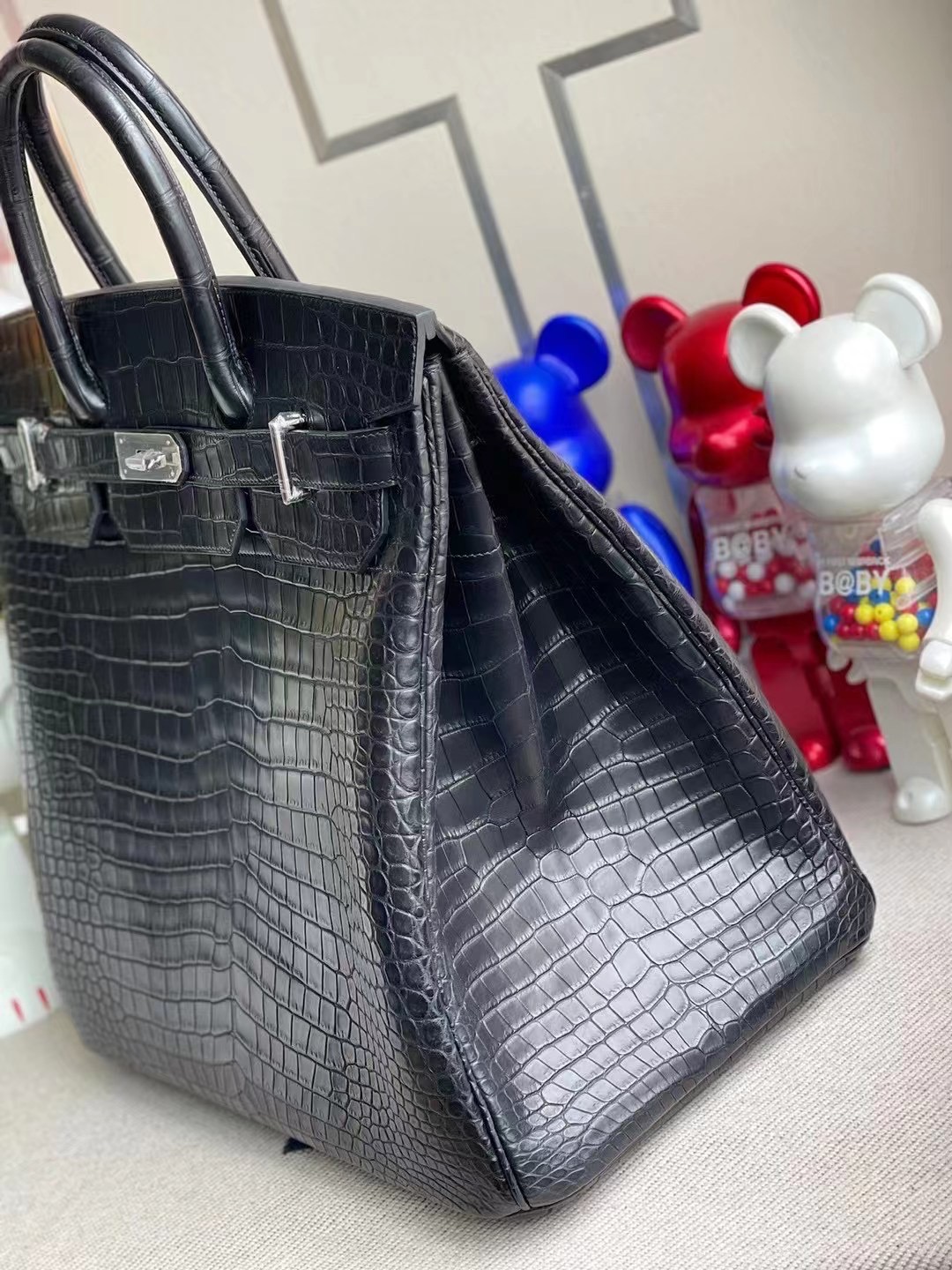 Hermes Birkin HAC 40 霧面澳洲灣鱷 89 Noir 黑色 Matte Porosus Crocodile 銀扣