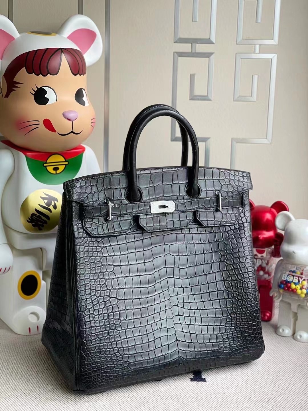 Hermes Birkin HAC 40 霧面澳洲灣鱷 89 Noir 黑色 Matte Porosus Crocodile 銀扣