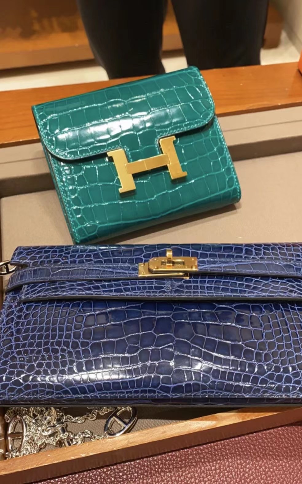 Hermes Portafoglio Kelly Classique alligatore Mississippiensis liscio 长款钱包