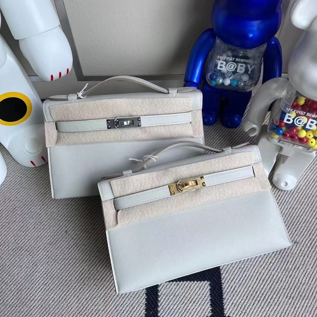 Aomen Hermes MiniKelly Pochette Swift 80 Gris Perle 珍珠灰 全手工臘線縫製