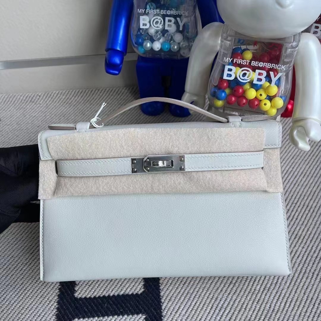 Aomen Hermes MiniKelly Pochette Swift 80 Gris Perle 珍珠灰 全手工臘線縫製