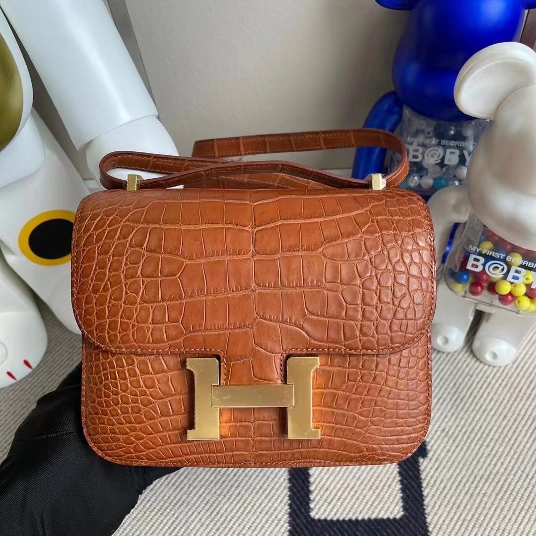 Hermes Constance Mini 37 Glod 金棕色 霧面美洲鱷魚 Matte Alligator Crocodile