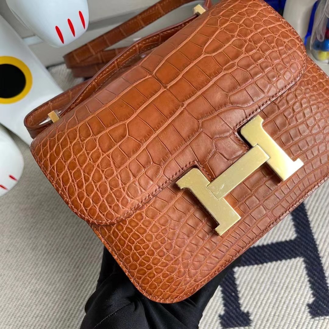 Hermes Constance Mini 37 Glod 金棕色 霧面美洲鱷魚 Matte Alligator Crocodile