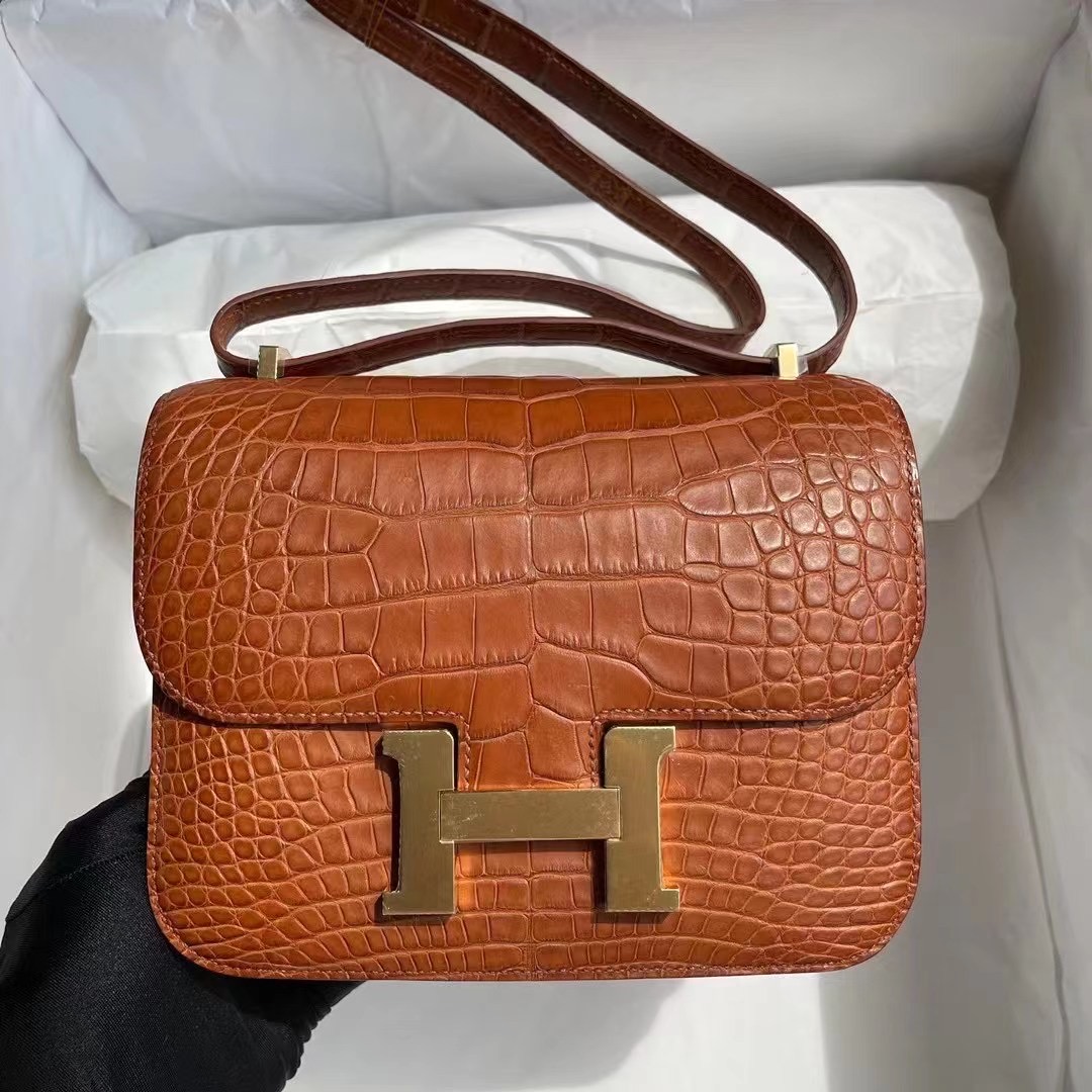 Hermes Constance Mini 37 Glod 金棕色 霧面美洲鱷魚 Matte Alligator Crocodile