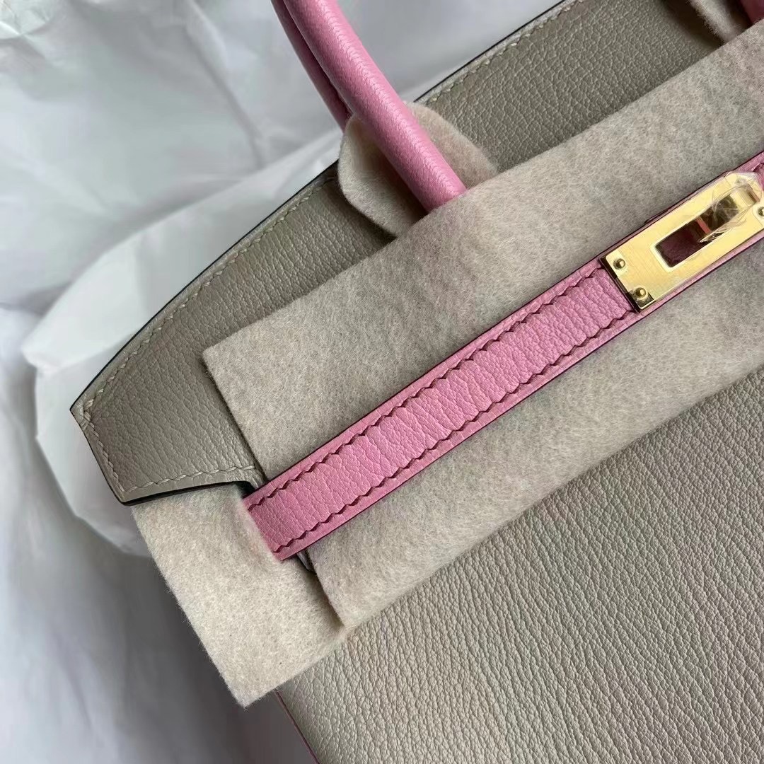 Hermes Birkin 25 Chevre Mysore 81 Gris Tourterelle/5P pink 櫻花粉 金扣