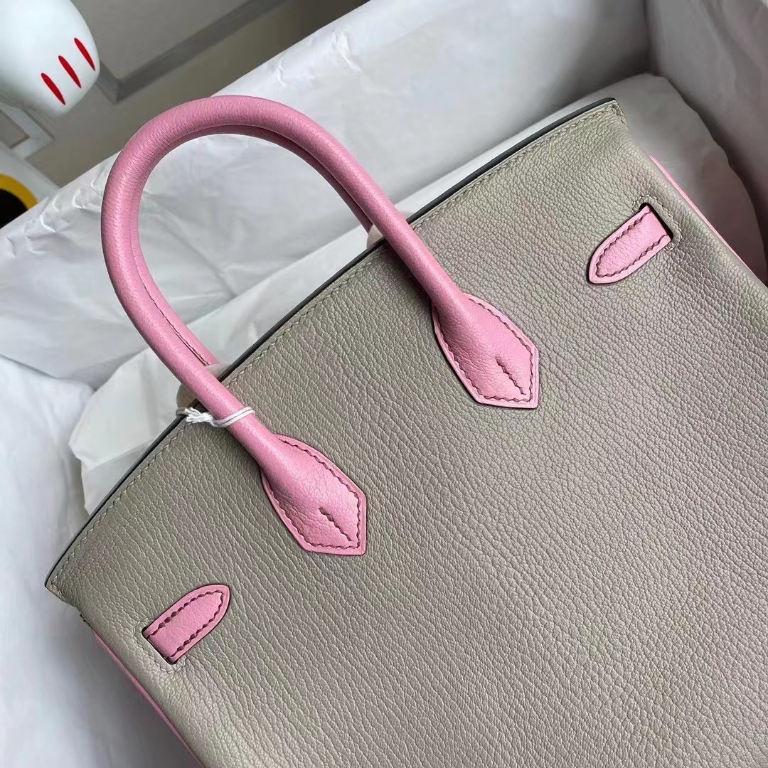 Hermes Birkin 25 Chevre Mysore 81 Gris Tourterelle/5P pink 櫻花粉 金扣