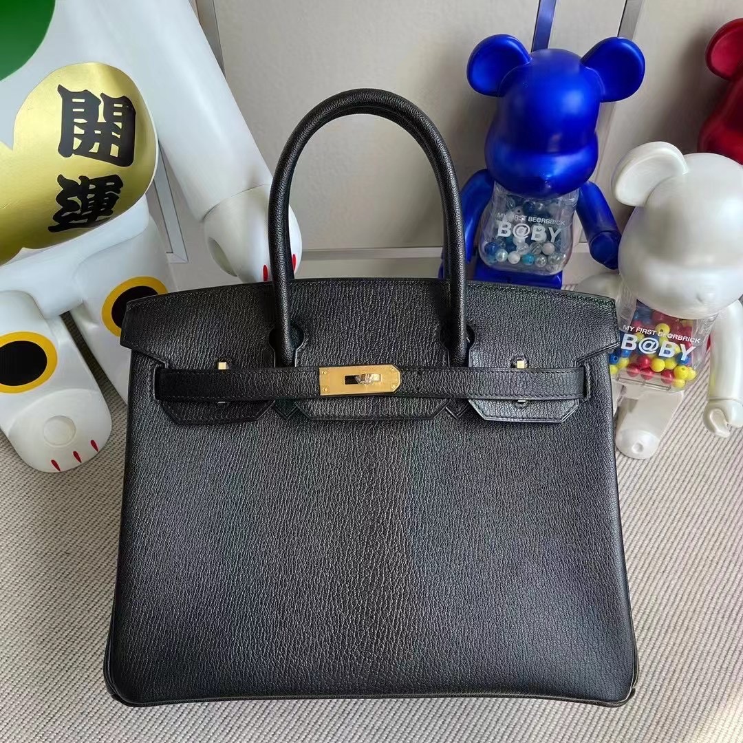 Hermes Birkin 30cm Chevre Mysore 89 Noir 黑色拼I6 Rose Extreme 磨砂金扣