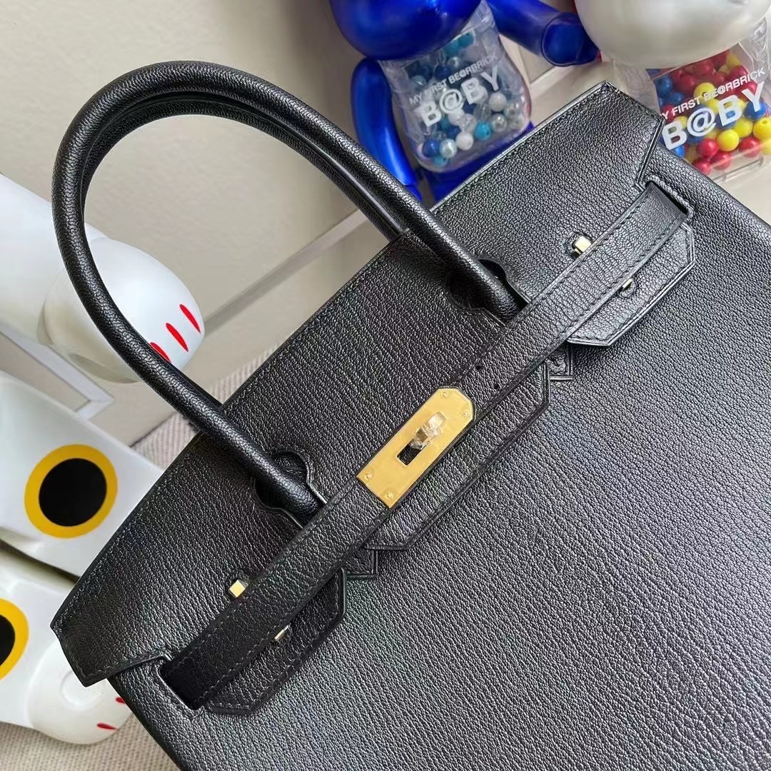 Hermes Birkin 30cm Chevre Mysore 89 Noir 黑色拼I6 Rose Extreme 磨砂金扣