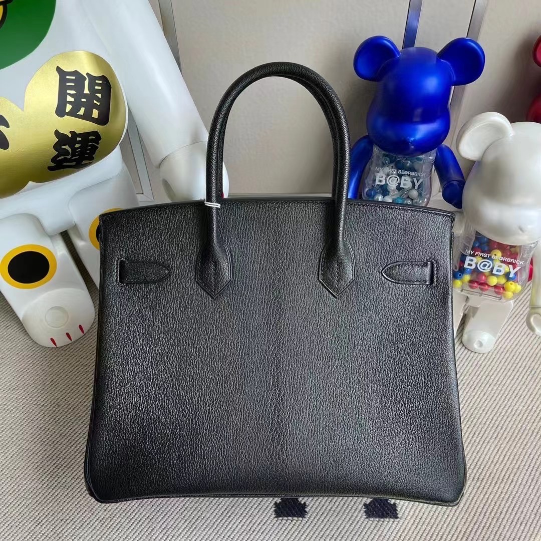 Hermes Birkin 30cm Chevre Mysore 89 Noir 黑色拼I6 Rose Extreme 磨砂金扣