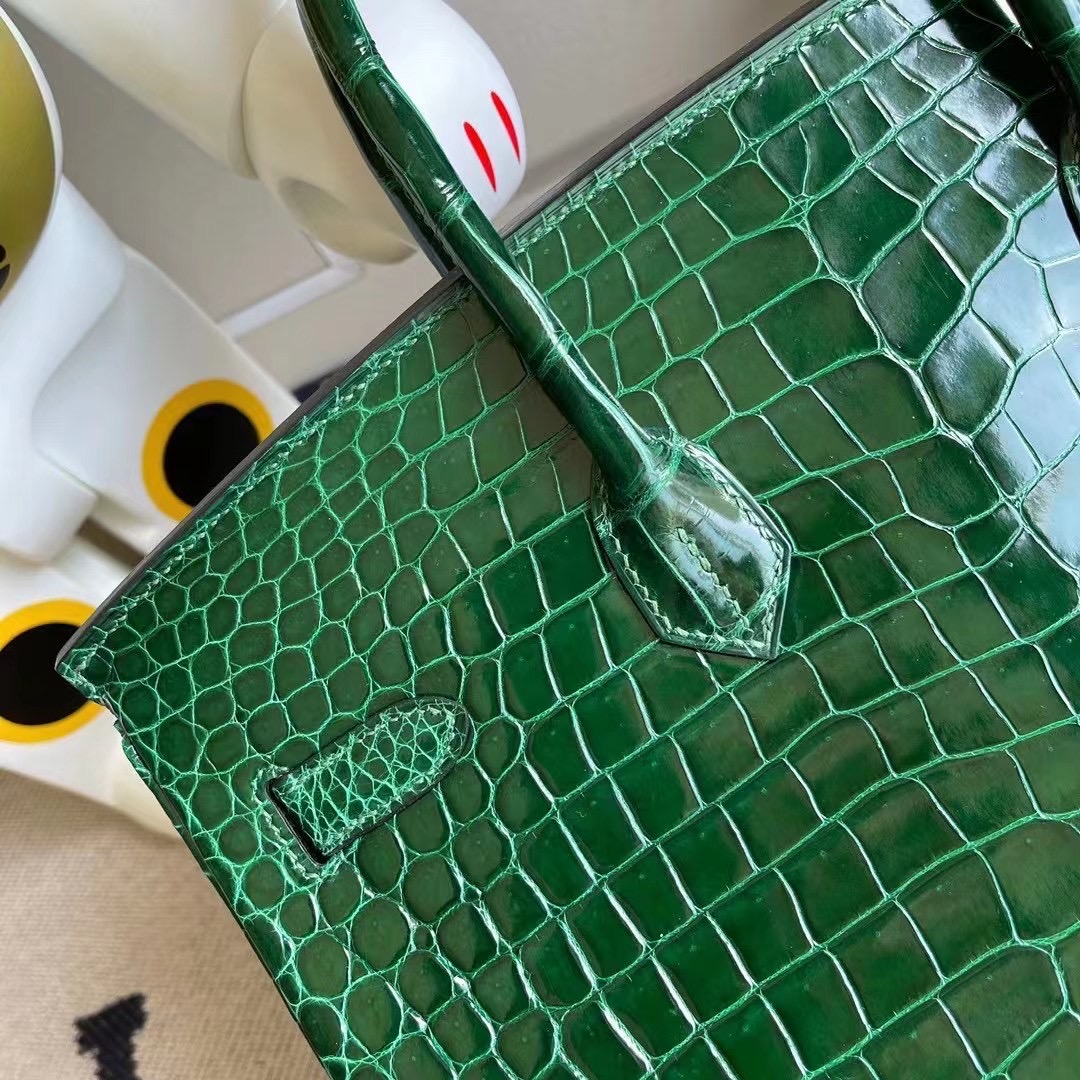 Hermes Birkin 35cm 67 Vert Fonce 祖母綠 亮面 倒V 澳洲灣鱷 金扣