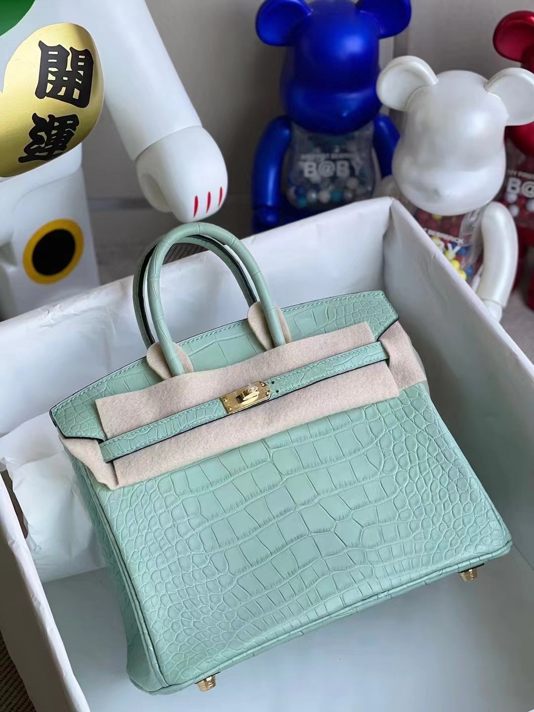 Hermes Birkin 25cm 霧面美洲鱷魚 6U Peppermint Green 水綠色 薄荷綠 金扣