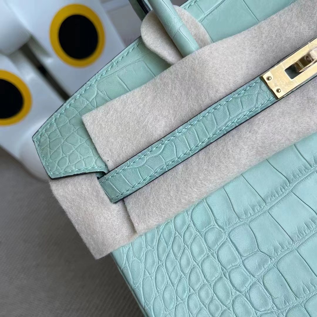 Hermes Birkin 25cm 霧面美洲鱷魚 6U Peppermint Green 水綠色 薄荷綠 金扣