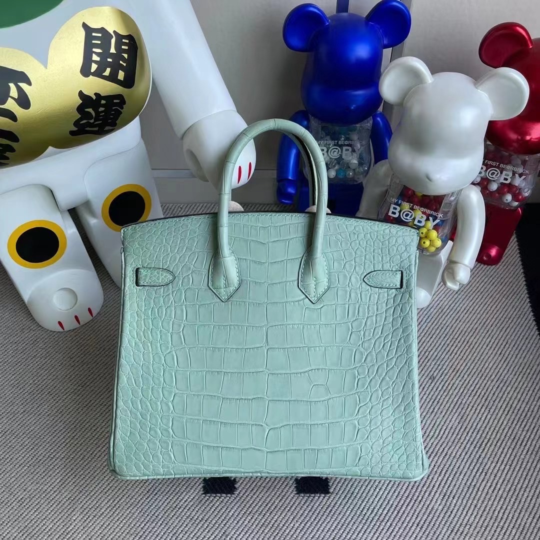 Hermes Birkin 25cm 霧面美洲鱷魚 6U Peppermint Green 水綠色 薄荷綠 金扣