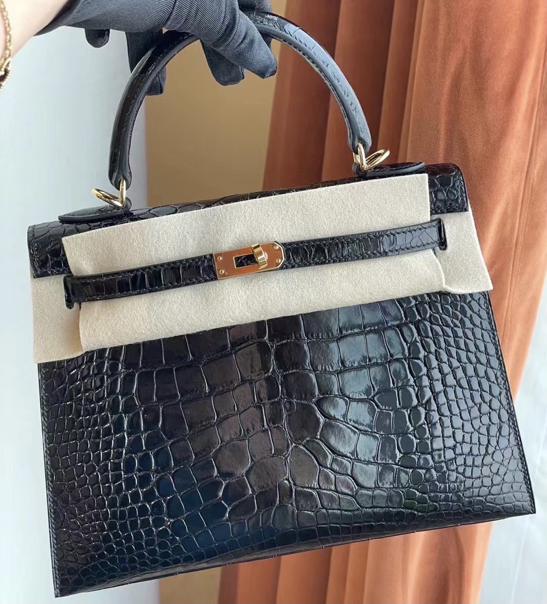 愛馬仕2021年新刻印Z刻 Dubai Hermes Kelly 25cm 89 Noir 黑色 亮面美洲鱷魚