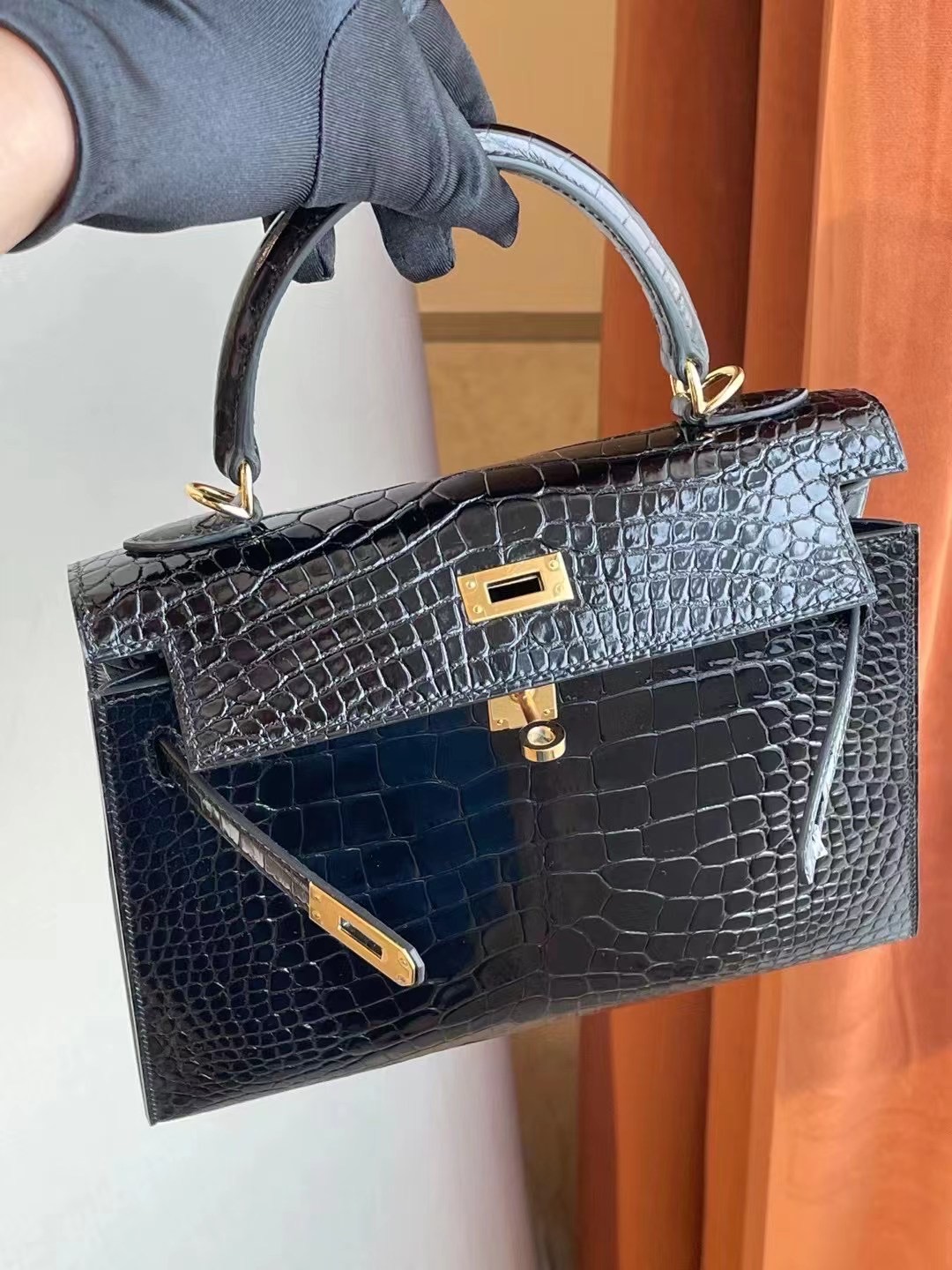 愛馬仕2021年新刻印Z刻 Dubai Hermes Kelly 25cm 89 Noir 黑色 亮面美洲鱷魚