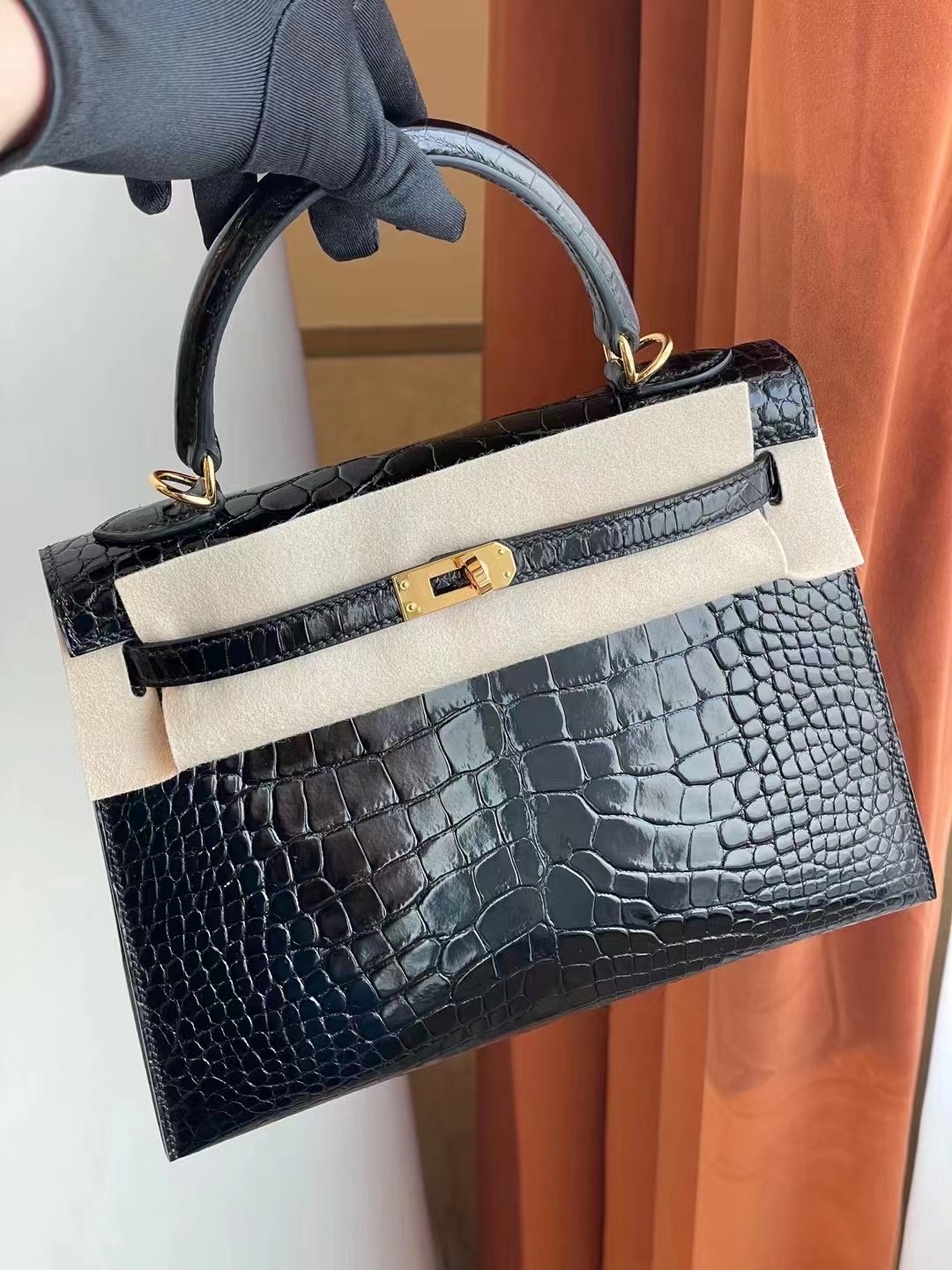 愛馬仕2021年新刻印Z刻 Dubai Hermes Kelly 25cm 89 Noir 黑色 亮面美洲鱷魚