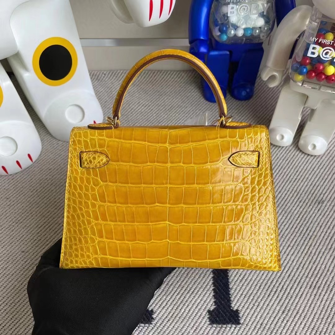 愛馬仕迷你二代凱莉包 Hermes Kelly Mini II 2代 9D Amber 琥珀黃美洲鱷魚