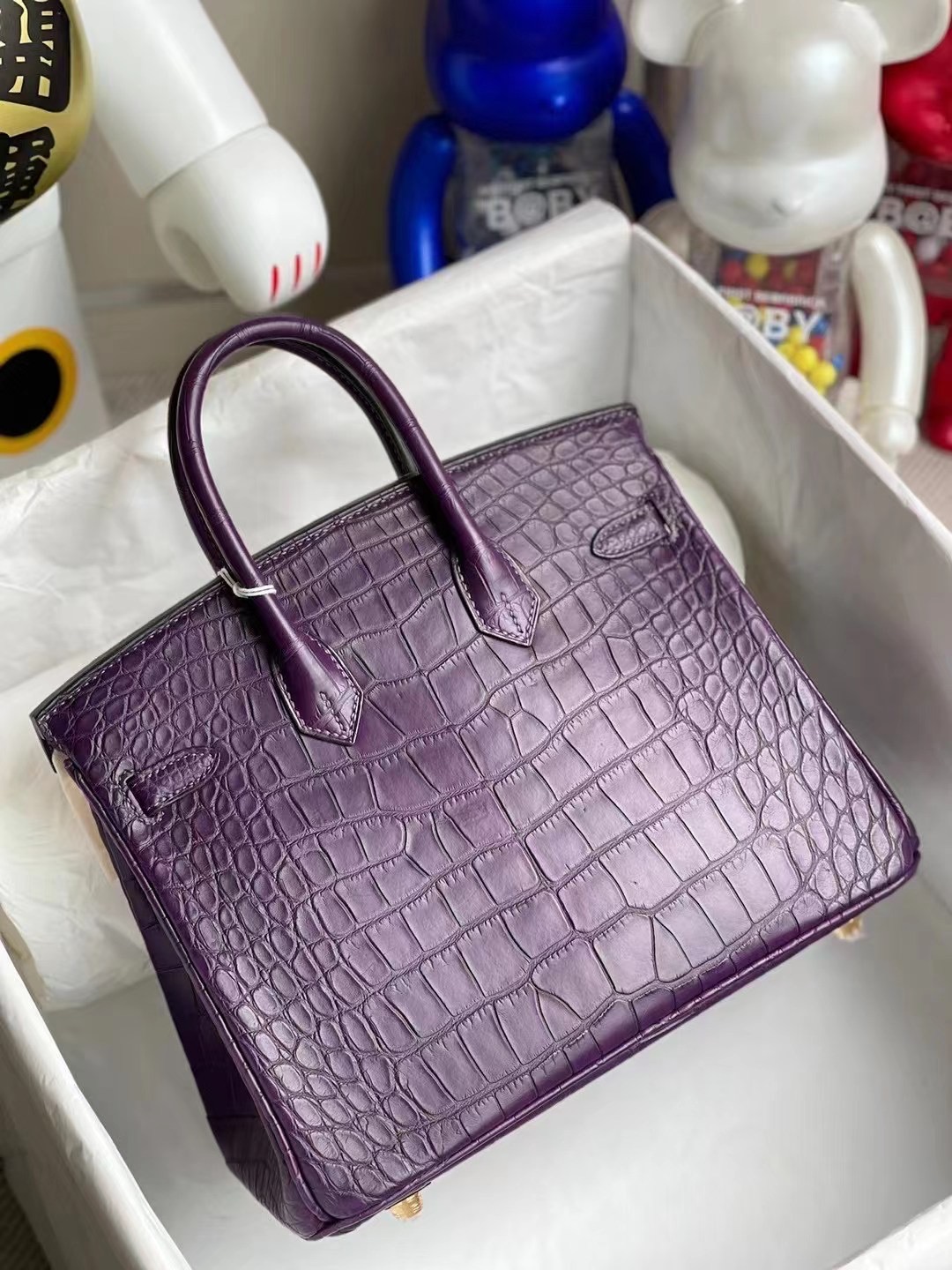 Hong Kong Hermes Birkin 25 霧面方塊美洲鱷魚 59 葡萄紫 Raisin 金扣