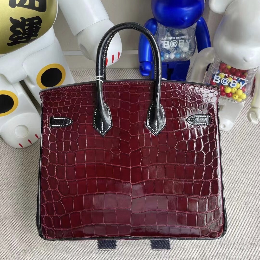 Hermes Birkin 25 Hss 尼羅鱷 57 Bordeaux 波爾多酒紅 89 Noir 黑色 金扣