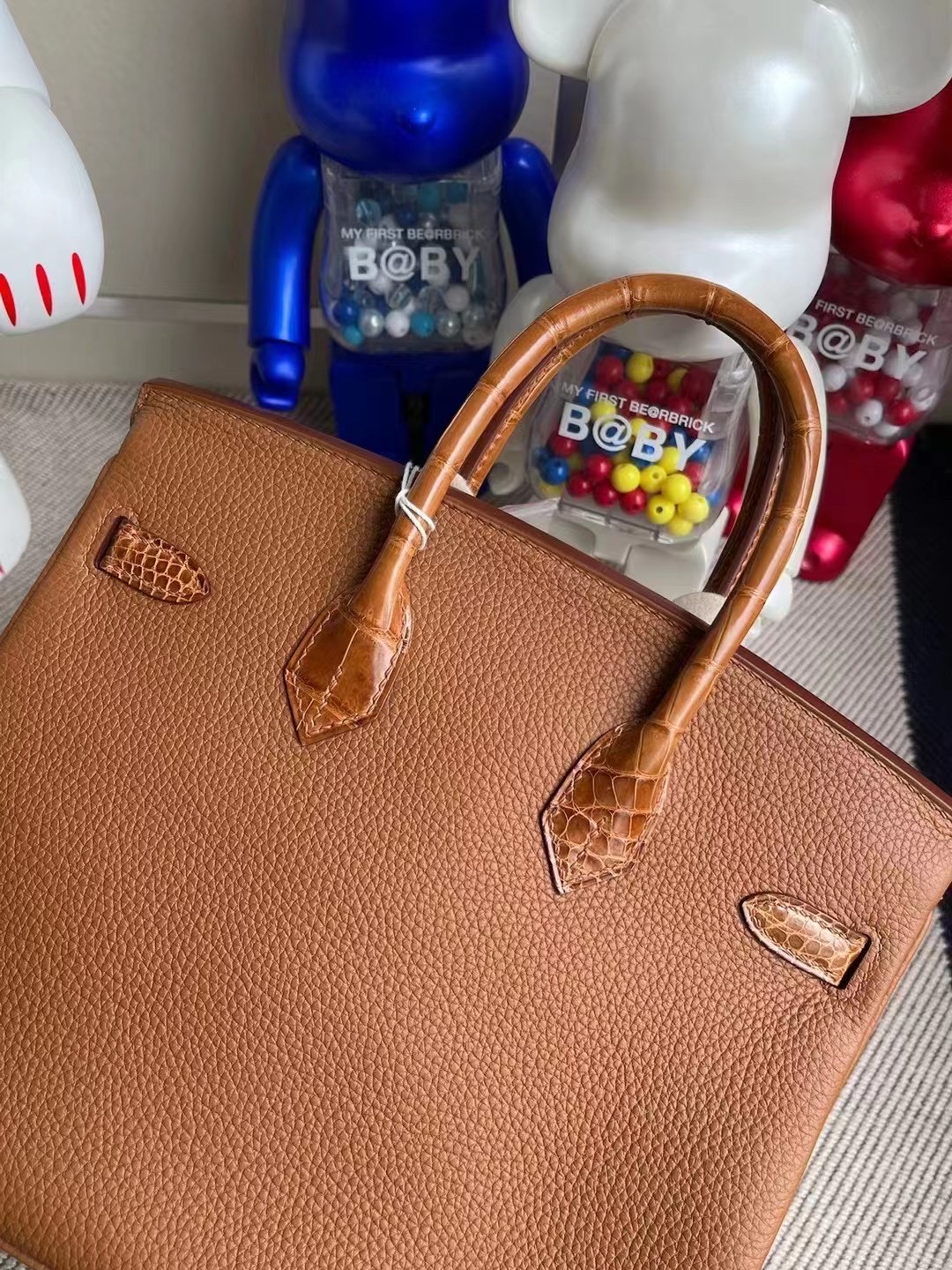 愛馬仕2021年 Z刻 Hermes Birkin 25 Touch Togo 拼 尼羅鱷 37 Gold 金棕色 金扣