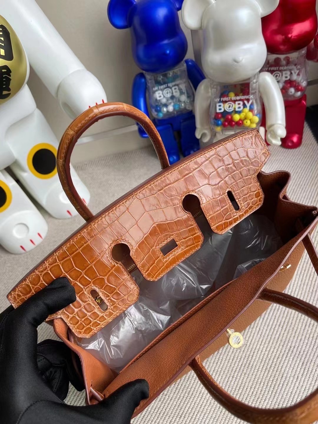 愛馬仕2021年 Z刻 Hermes Birkin 25 Touch Togo 拼 尼羅鱷 37 Gold 金棕色 金扣