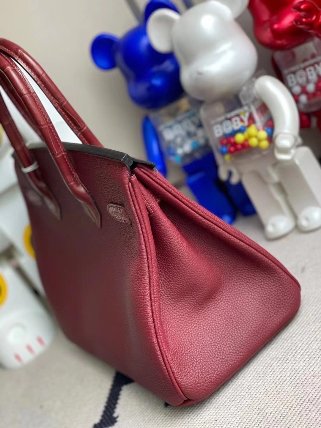 Hermes Birkin 30 Touch Togo拼Nilo Crocodile 55 Rouge H 愛馬仕紅 金扣