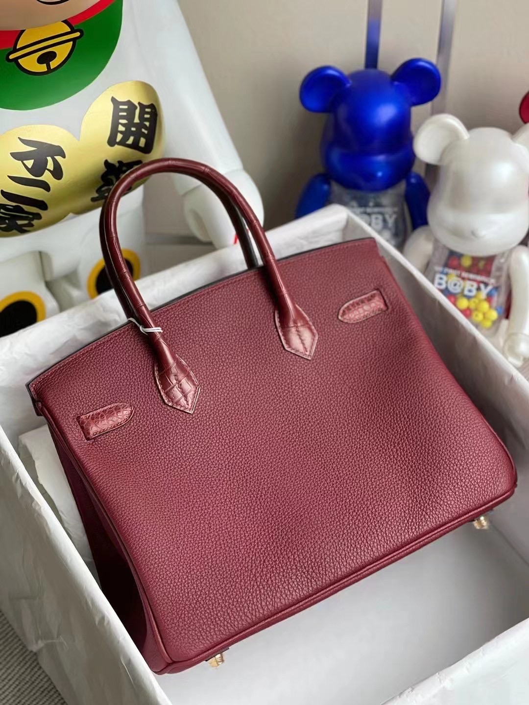 Hermes Birkin 30 Touch Togo拼Nilo Crocodile 55 Rouge H 愛馬仕紅 金扣