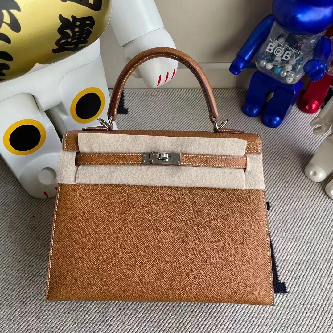 愛馬仕凱莉包哪個顏色經典 Hermes Kelly 25cm CK37 Gold 金棕色 Epsom 銀扣