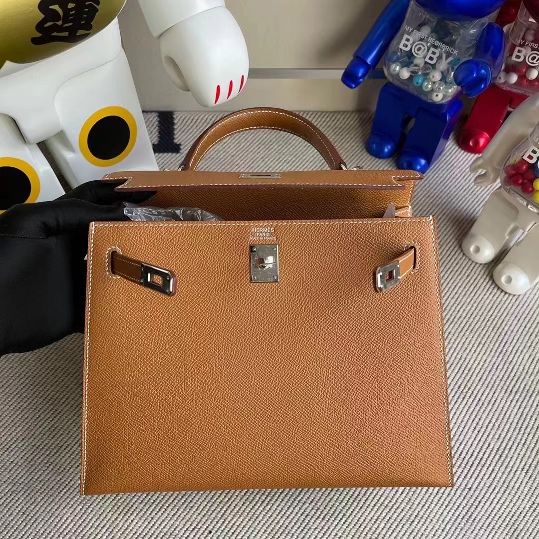 愛馬仕凱莉包哪個顏色經典 Hermes Kelly 25cm CK37 Gold 金棕色 Epsom 銀扣