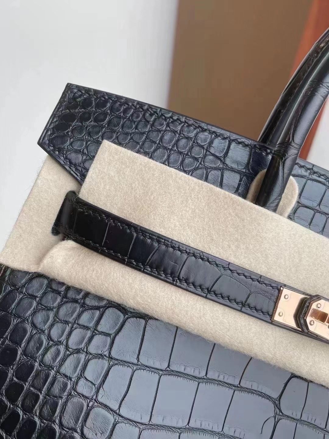 Hong Kong Hermes Birkin 25cm 89 Noir 黑色 霧面方塊美洲鱷魚 玫瑰金扣