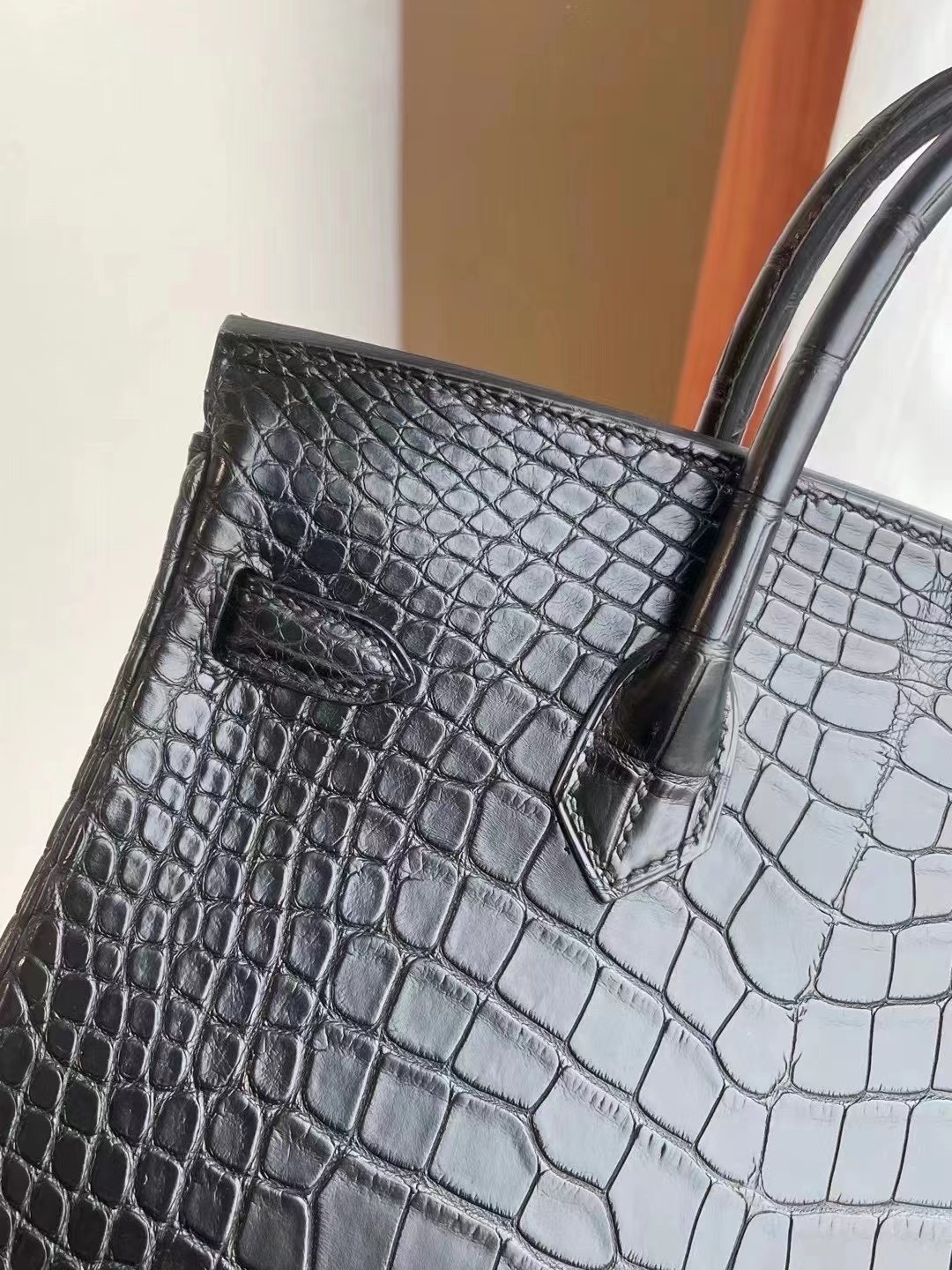 Hong Kong Hermes Birkin 25cm 89 Noir 黑色 霧面方塊美洲鱷魚 玫瑰金扣