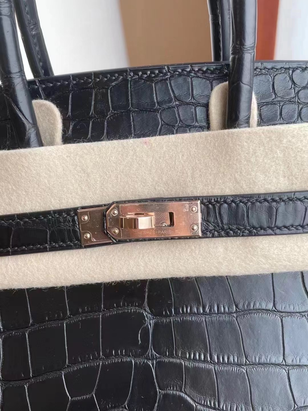 Hong Kong Hermes Birkin 25cm 89 Noir 黑色 霧面方塊美洲鱷魚 玫瑰金扣