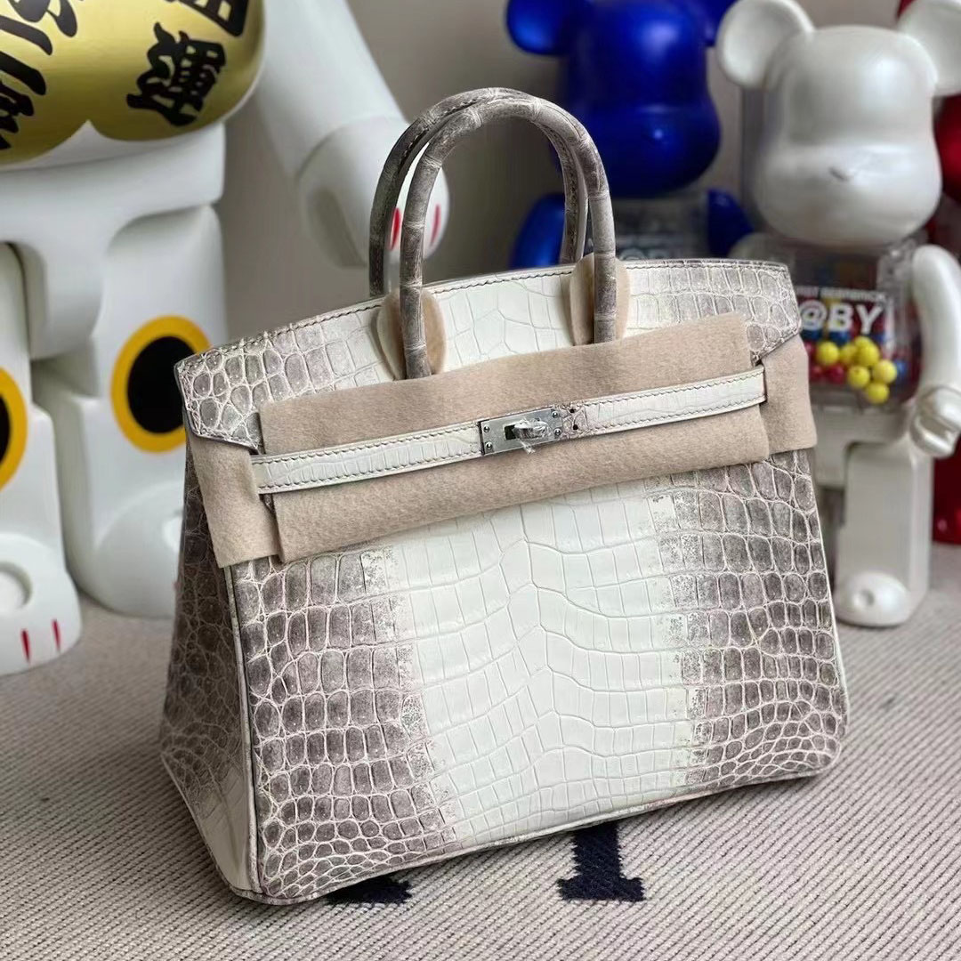 Hong Kong Hermes Birkin 25cm CK01 BLANC Niloticus Crocodile Himalayan 喜馬拉雅