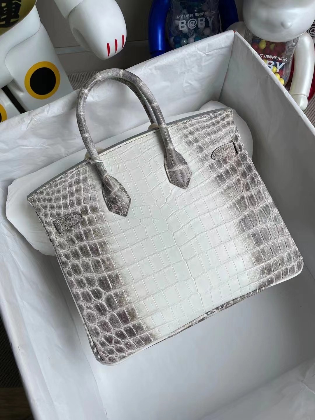 Hong Kong Hermes Birkin 25cm CK01 BLANC Niloticus Crocodile Himalayan 喜馬拉雅