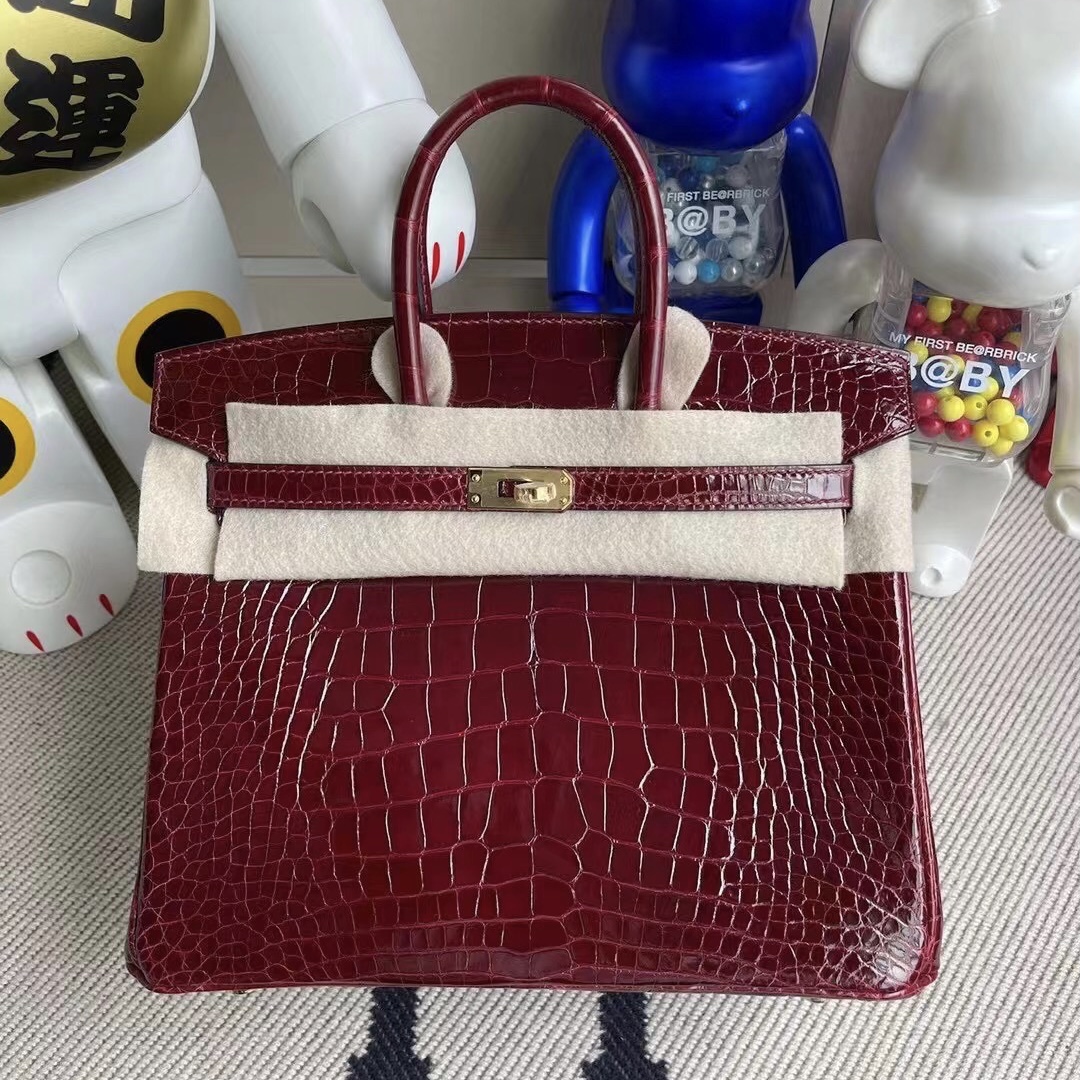 Hong Kong Hermes Birkin 25cm F5 Bourgogne 勃艮第酒紅 alligator crocodile