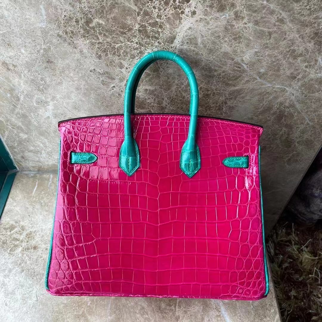 Hermes Birkin 25 HSS 尼羅鱷J5 Rose Sheheraradez 6Q Vert Emeraude 金扣