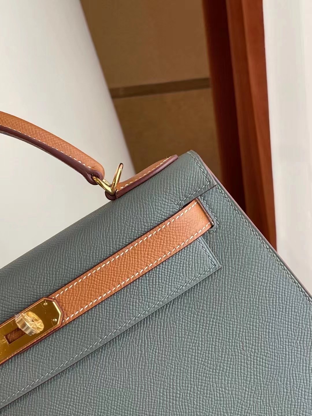 Hermes Kelly 28cm HSS Epsom 63 Vert amade 杏綠色 37 Gold 金棕色