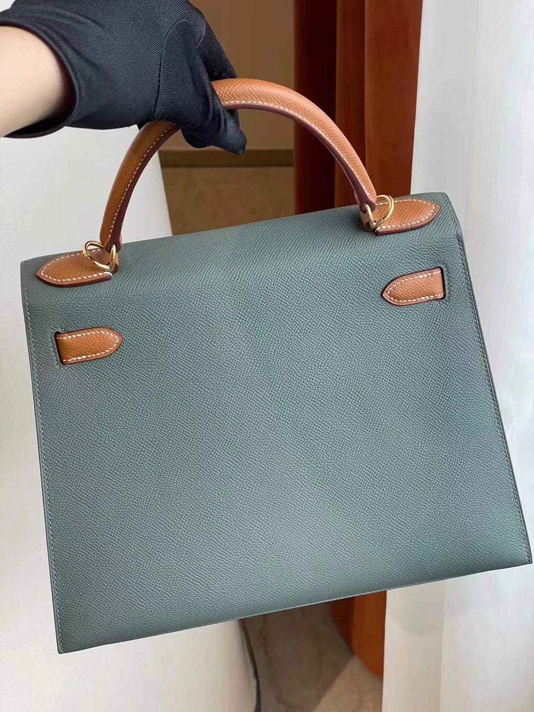 Hermes Kelly 28cm HSS Epsom 63 Vert amade 杏綠色 37 Gold 金棕色