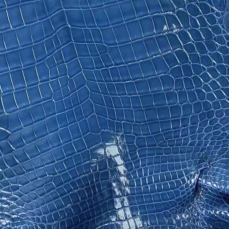 Hermes 亮面尼羅鱷魚 Shiny Nilo Crocodile 7W Blue Izmir 伊茲密爾藍