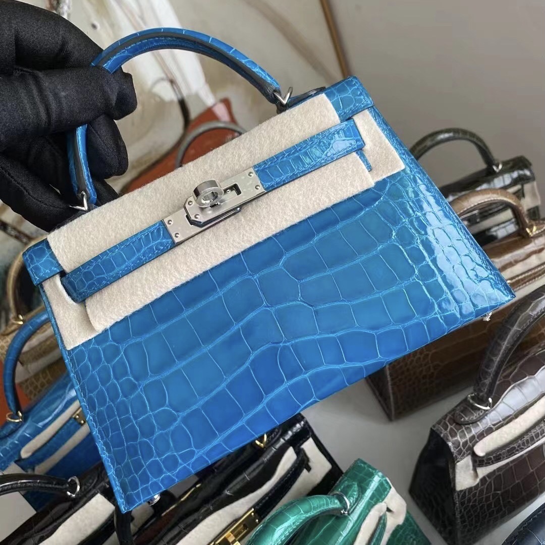 Hermes Kelly Mini Ⅱ 美洲鱷魚 7W Blue Izmir 伊茲密爾藍 5L ultraviolet 極度紫