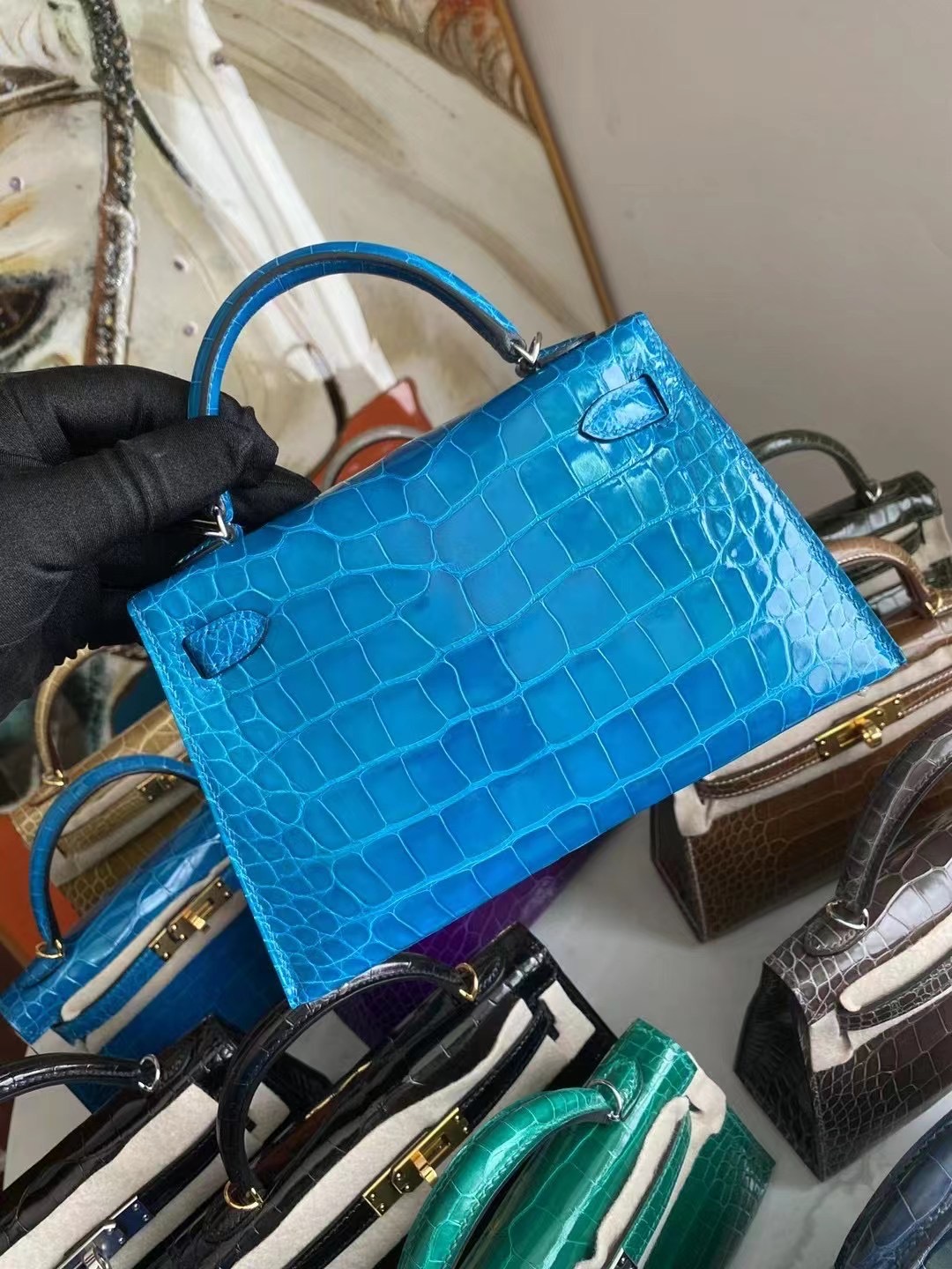 Hermes Kelly Mini Ⅱ 美洲鱷魚 7W Blue Izmir 伊茲密爾藍 5L ultraviolet 極度紫