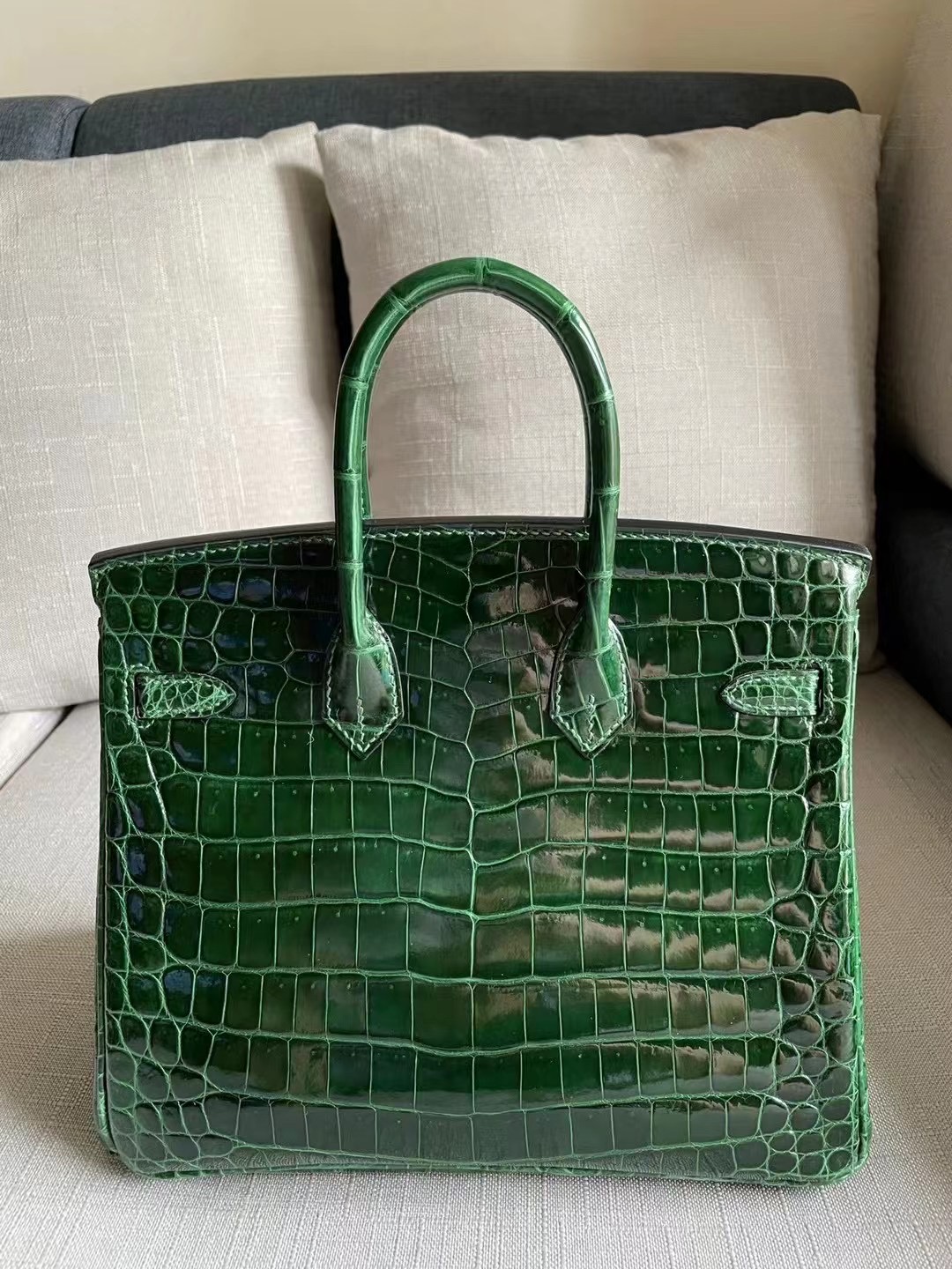 Hermes Birkin 25cm 亮面尼羅鱷魚 67 祖母綠 Vert Fonce 全手工縫製 金扣