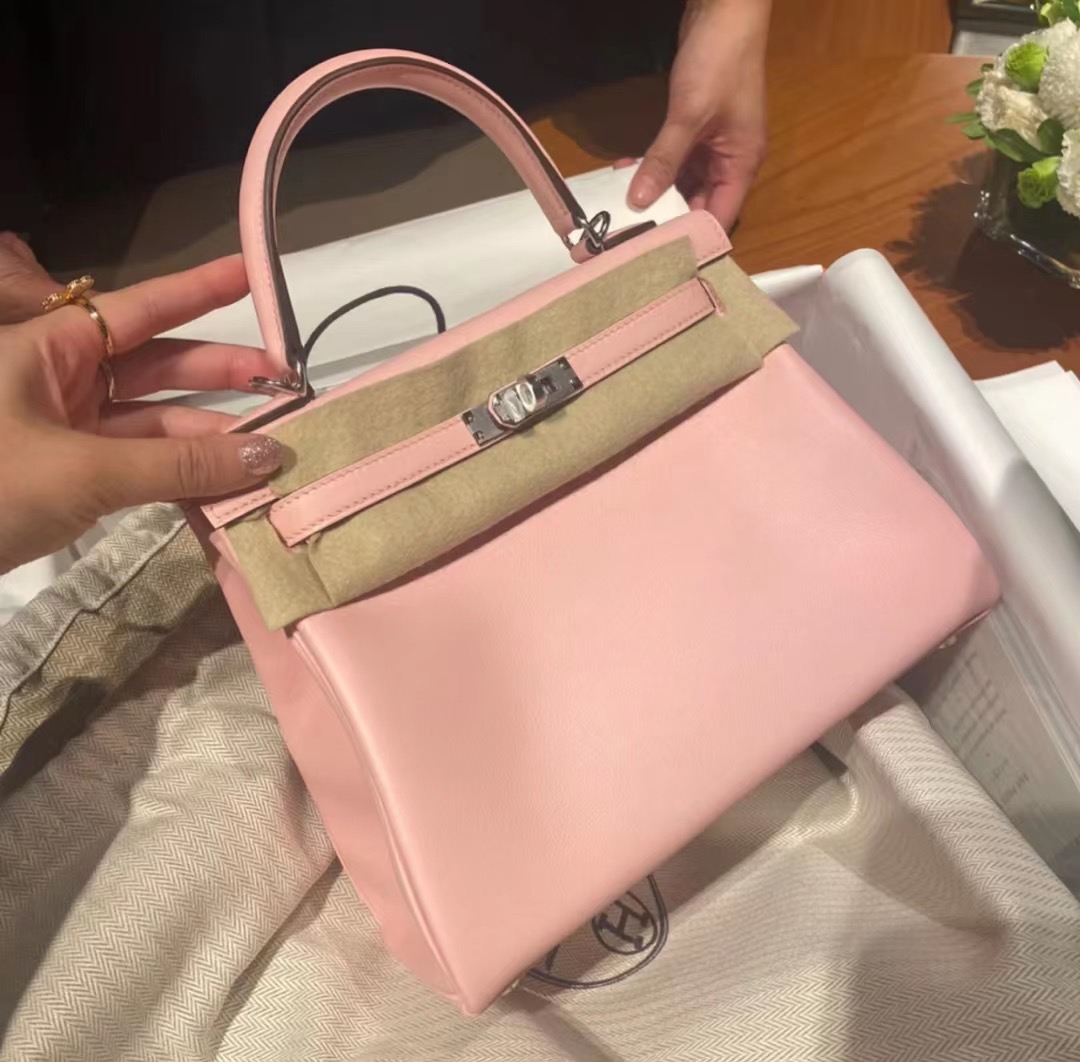 Britain Hermes Kelly 25cm Swift 3Q Rose Saiura 樱花粉 PHW