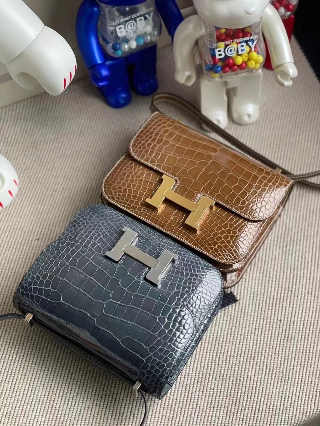 Hermes Constance mini 美洲鱷魚 shiny alligator crocodile 17 Ficelle 煙草色