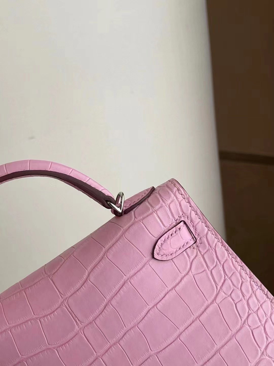 Hermes Mini Kelly II 2代 5P pink 櫻花粉 霧面方塊 美洲鱷 銀扣