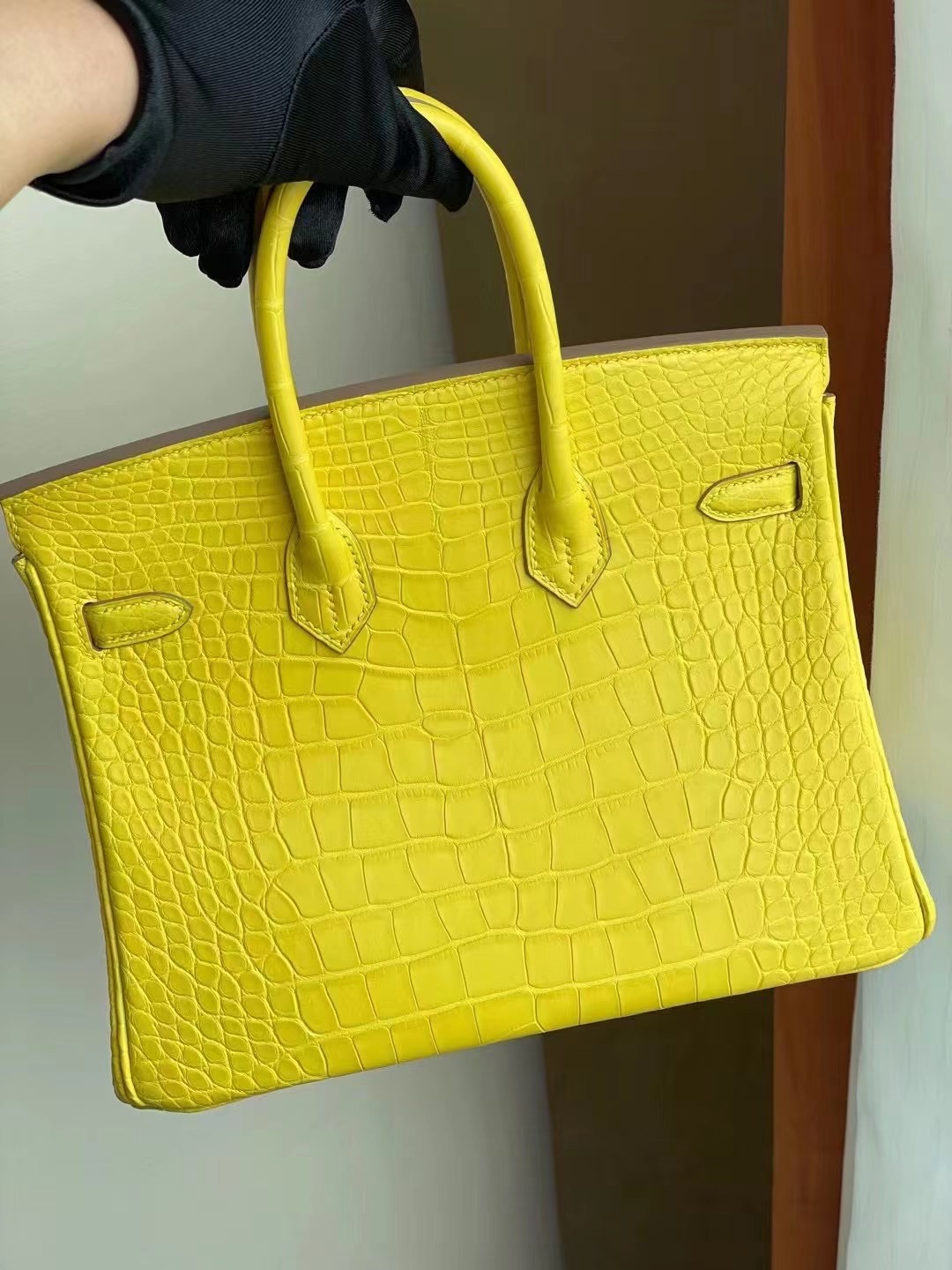 Hermes Birkin 25cm 9R Lime 檸檬黃 霧面方塊 美洲鱷魚 銀扣