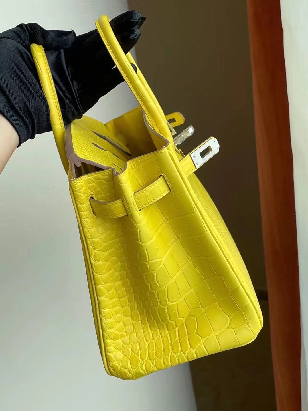 Hermes Birkin 25cm 9R Lime 檸檬黃 霧面方塊 美洲鱷魚 銀扣