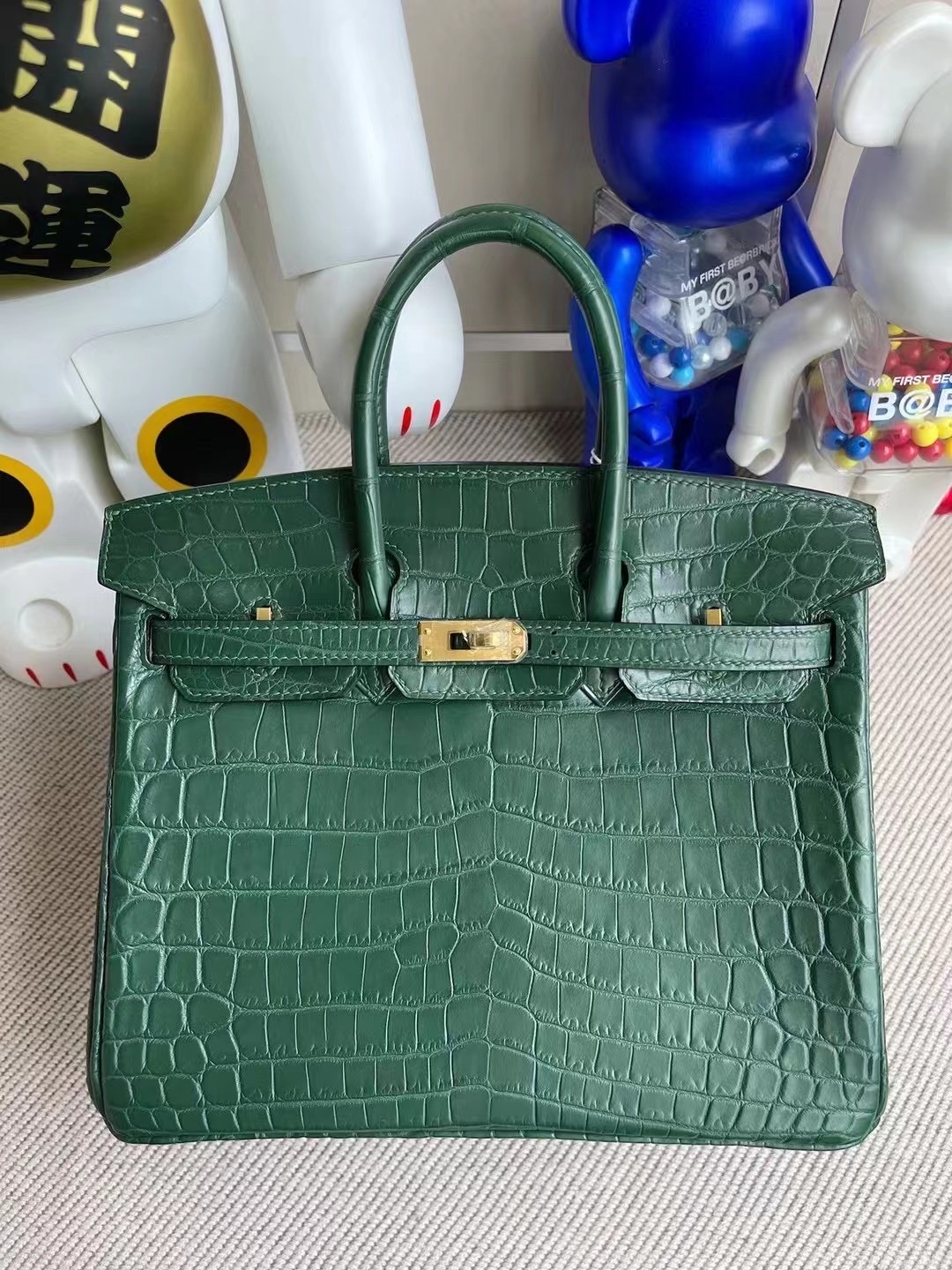 Hong Kong Hermes Birkin 25cm 霧面尼羅鱷魚 1T Vert Titlen 提香綠 泰坦綠 金扣