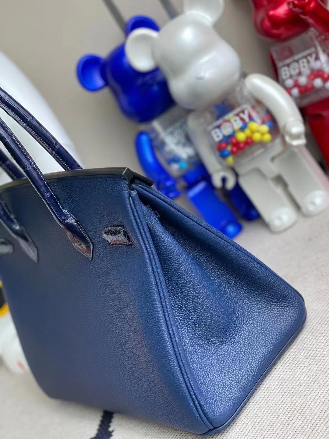 Taiwan Hermes Birkin 30 Touch Togo 73 Blue Sapphire尼羅鱷魚 玫瑰金扣