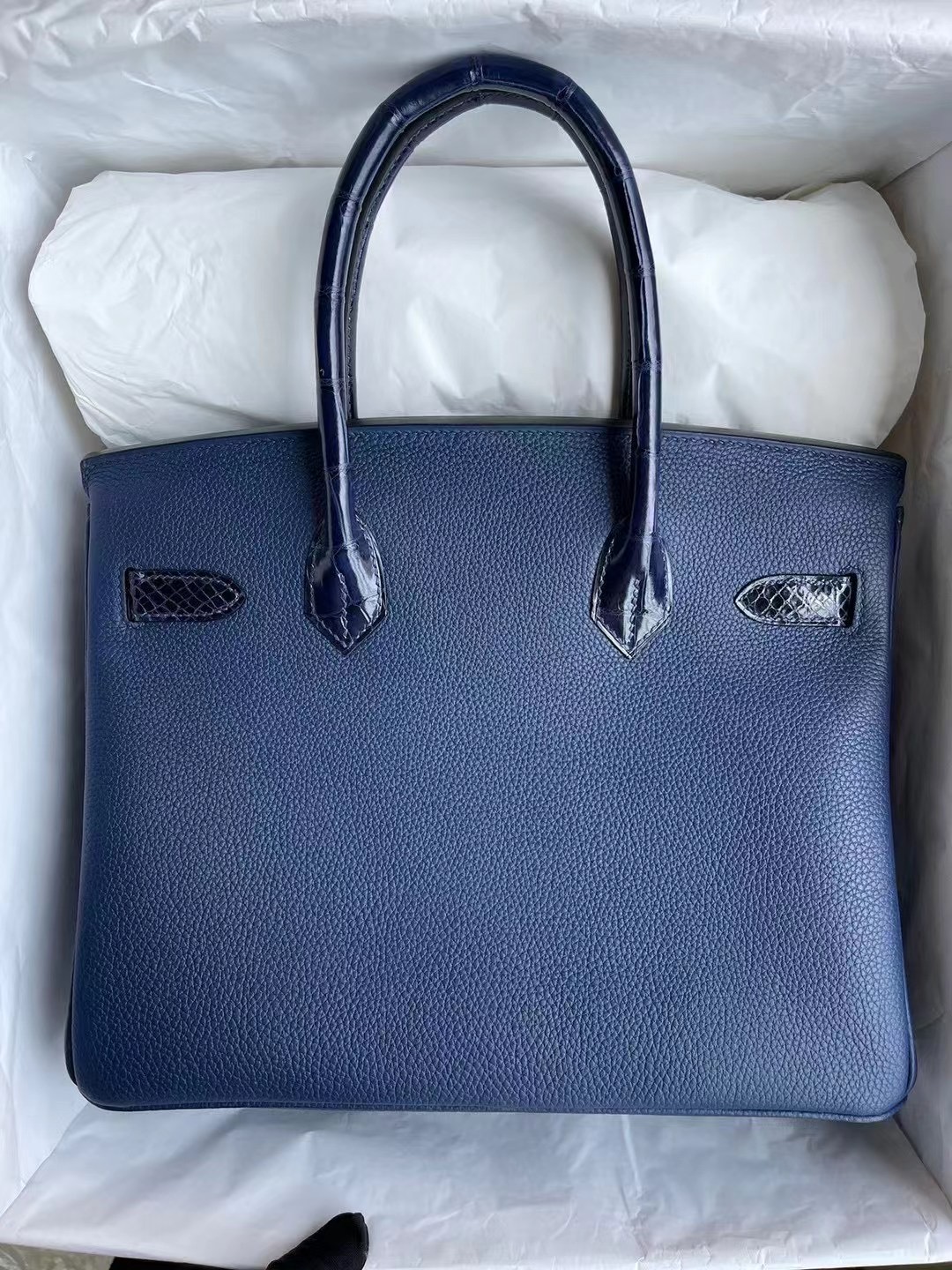 Taiwan Hermes Birkin 30 Touch Togo 73 Blue Sapphire尼羅鱷魚 玫瑰金扣